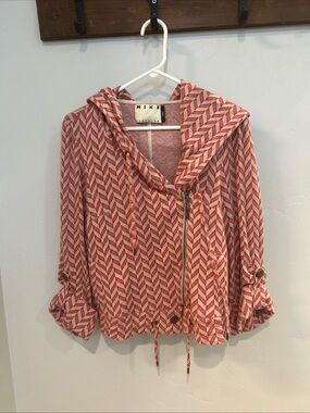 Coral Chevron Hooded Utility Jacket